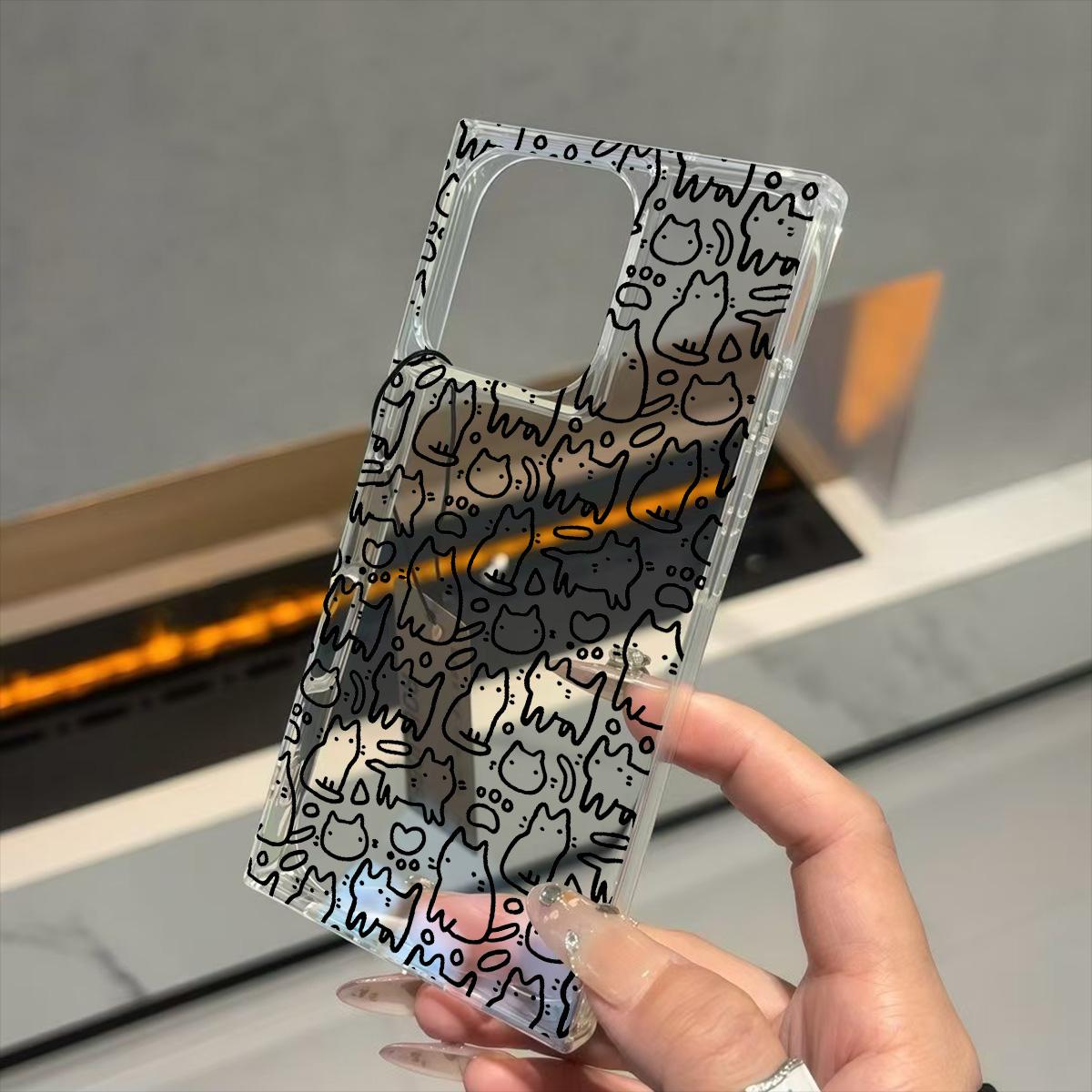 

Transparent Square Back Tube Case Casing Protection For iPhone 12 15 Plus 13 14 Pro Max 11 16 ProMax Anti-Oxygen,Full Screen Cats Pattern iphone 11 ProMax