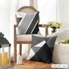 Black and White Gray Geometric Simple Cushion Cover Durable Hypoallergenic Linen Pillow Cover Short Size Washable SkinFriendly