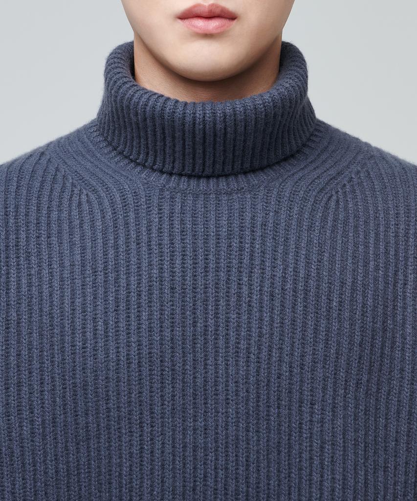 MUSINSA STANDARD Lambswool Ribbed Turtleneck Knit [Midnight Blue]