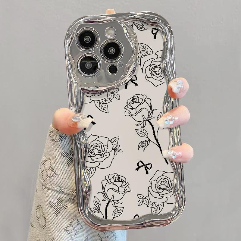 Linie Rosenkette Geeignet für Apple 15promax Handyhülle Iphone13/12 Galvanisiertes Silbermuster Xs Vollpaket