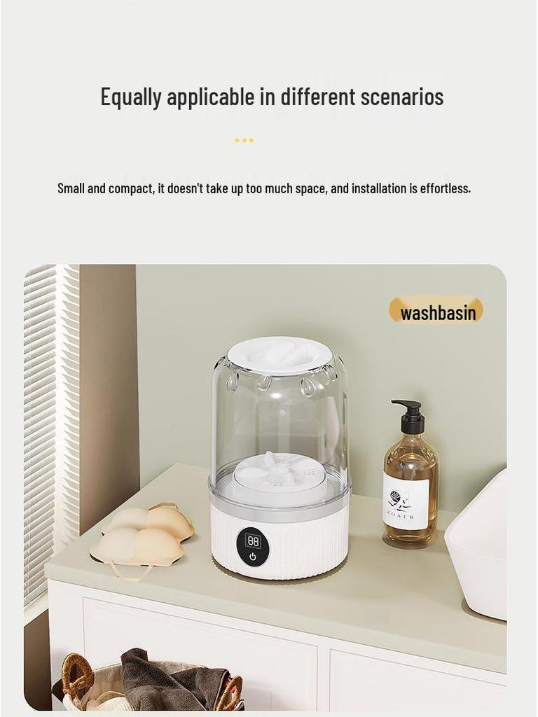 Portable Mini Washing Machine for Underwear and Socks - Fully Automatic and Wireless
