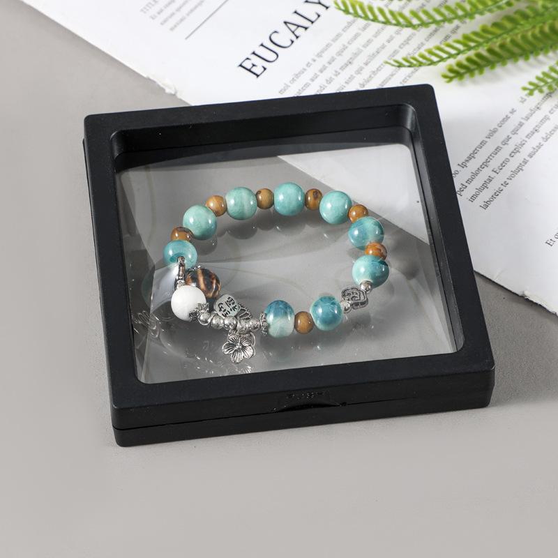 Pe Floating Box Jewelry Display Box Bracelet Packaging Box Jewelry Box Jewelry Transparent Film Box Export Exclusive Supply black; 7x7x2cm