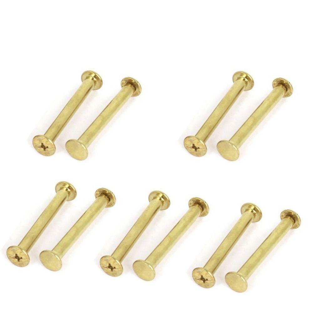 

10 комплектов желтых аксессуаров для переплета, латунные латунные переплетные винты, кожаные стойки