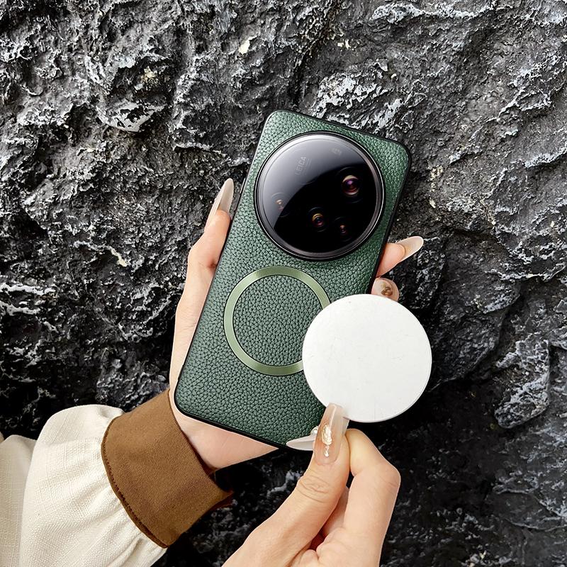 Pro pouzdro Xiaomi 15 Ultra Kompatibilní s MagSafe PU kůže+TPU Zadní kryt telefonu