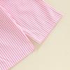 Baby Girl Summer Outfits Striped Bows Ruffled Hem Crew Neck Sleeveless Tank Tops and Pants 2 Pcs Set
