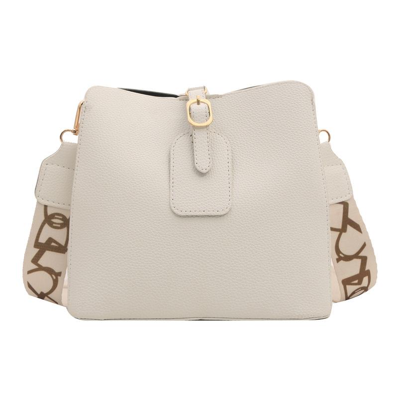 Textured Pu Bucket Bag Women'S Bag Retro Solid Color Shoulder Bag Versatile Messenger Bag