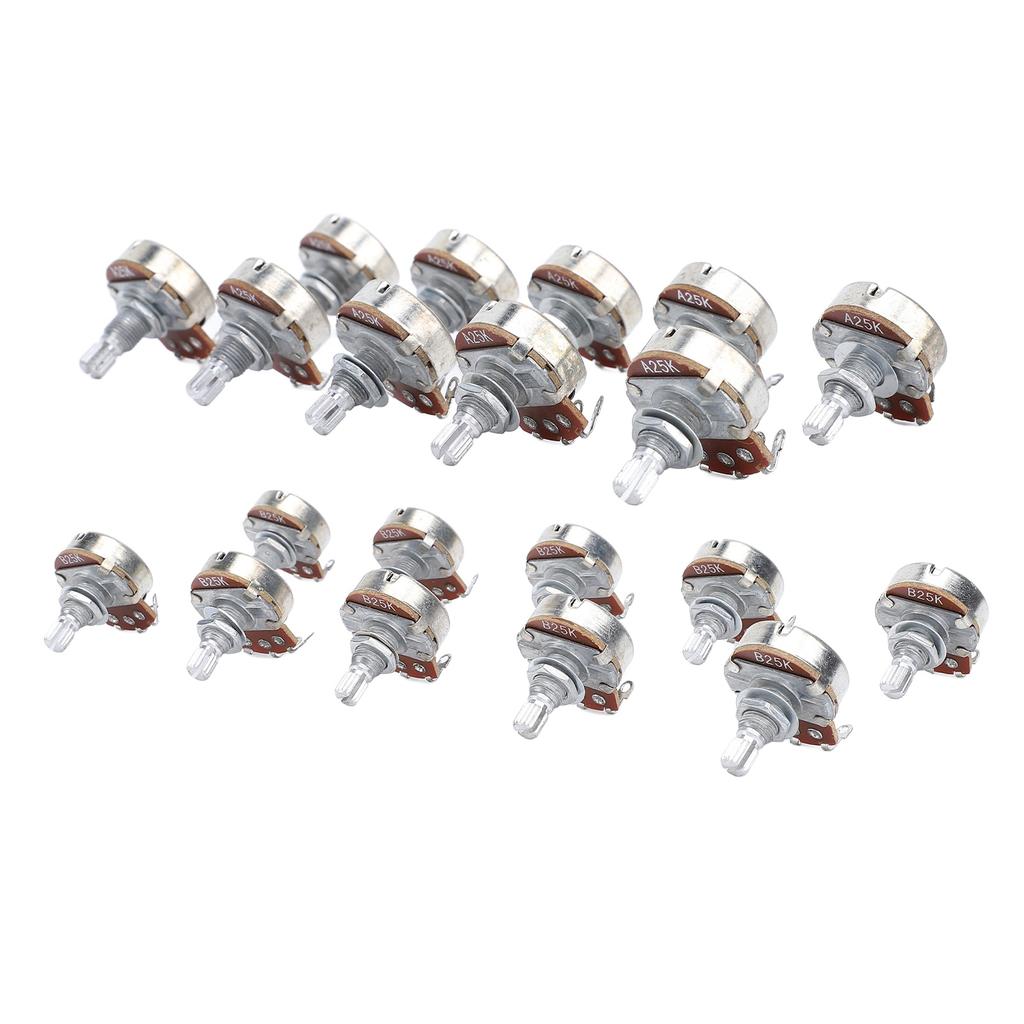 10 Pcs Guitar Potentiometer 18mm Shaft 25K Ohm Bass Metric M8 Electric Bass Guitar Pots for Volume T