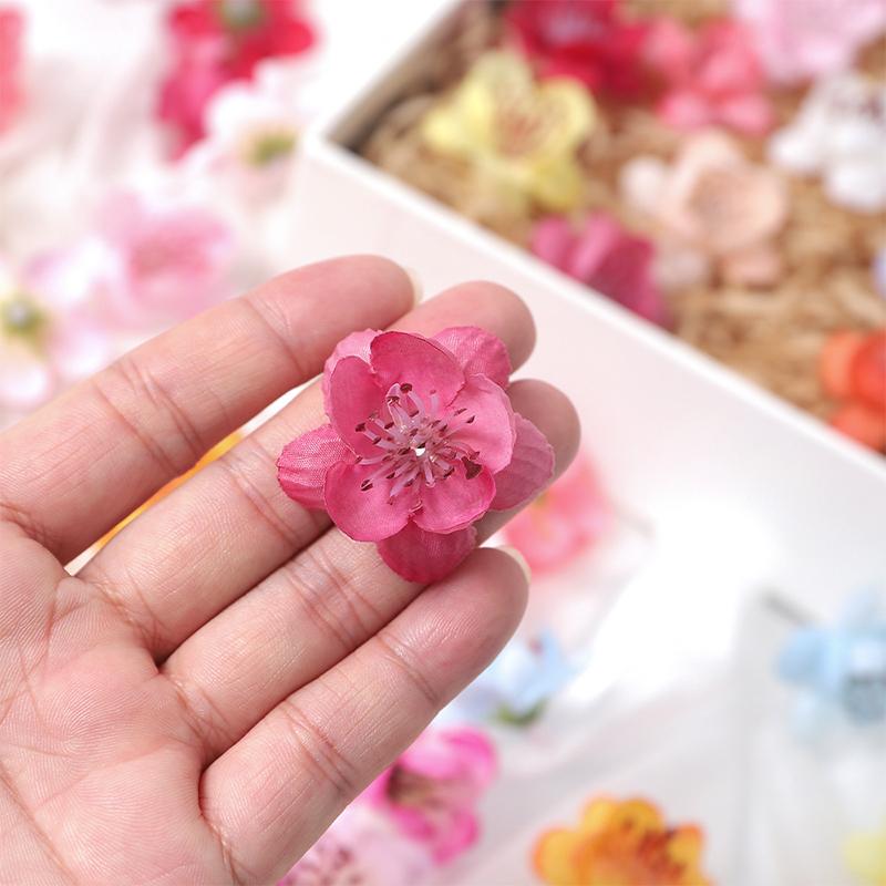 10/20Pcs 4cm Silk Peach Blossom Petals Simulation Cherry Blossom Flowers Heads for Home Room Dceor Bridal Wedding Decoration