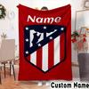 Custom Name Atletico Madrid Crest Throws Blanket Flannel Blankets for Couch Bed Gifts for Men Women Picnic blanket Christmas fan gifts