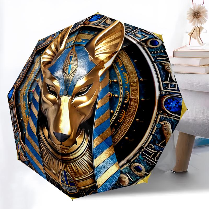 1PC Anubis Umbrella Portable Folding Umbrella Iron Frame Hole Bone Structure Outdoor Home Umbrella A11
