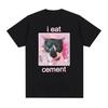 I Eat Cement Cursed Cat Funny Meme T Shirt for Women Fashion Casual Short Sleeve T Shirts Women T-shirt Tops