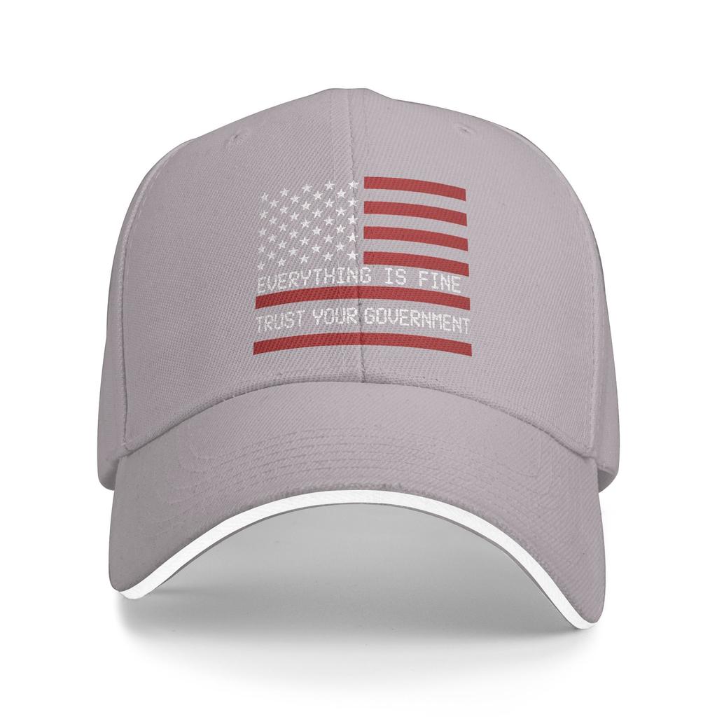 Vintage Everything is Fine Trust Your Government Meme Baseball Cap Fashion Women Men Trucker Hat Sun Tennis Skate Snapback Cap