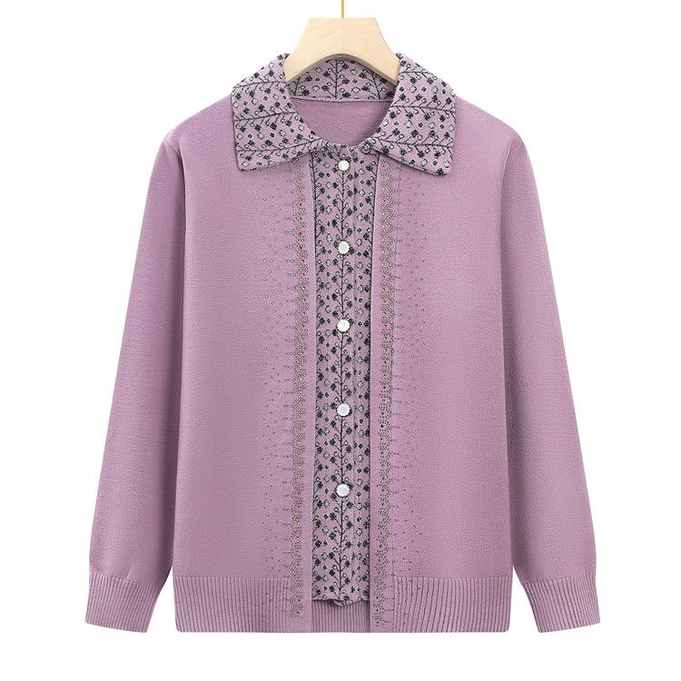 

Мамин осенний новый свитер с длинными рукавами, бабушкин повседневный кардиган с лацканами, осенняя одежда для среднего и пожилого возраста, модная куртка-свитер 4XL