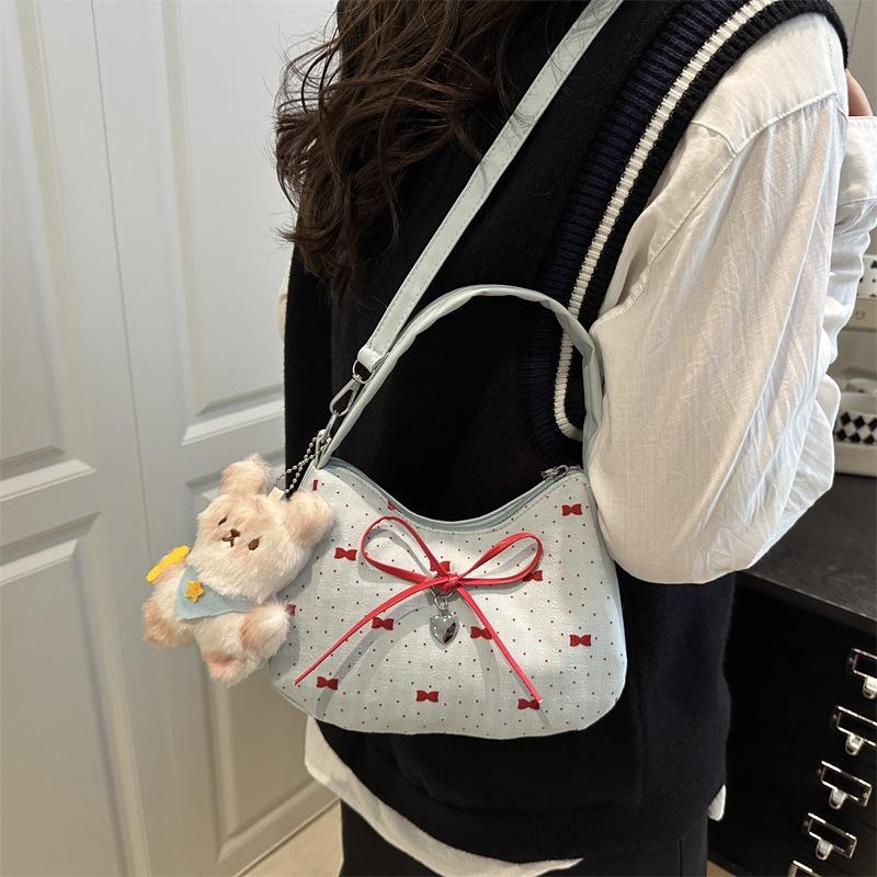 Sweet bow versatile girl shoulder bag women's simple Korean version fashion casual personality messenger bag