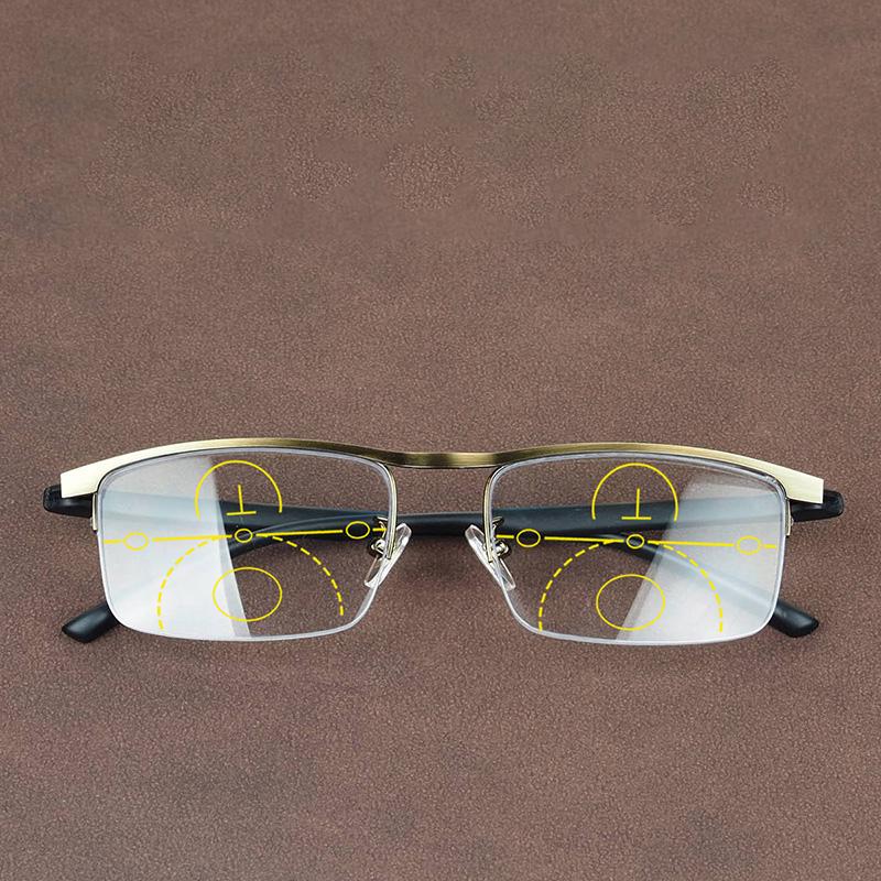 Ultralight Tr Flexible Frame Progressive Multifocal Reading Glasses For Men , Women Anti-Glare Computer Presbyopic Glasses