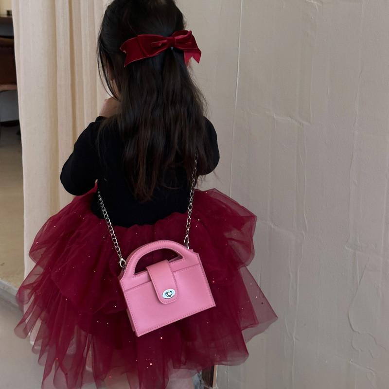 Pu Lightweight Leather Mini Square Bag With Chain School And Casual Occasions