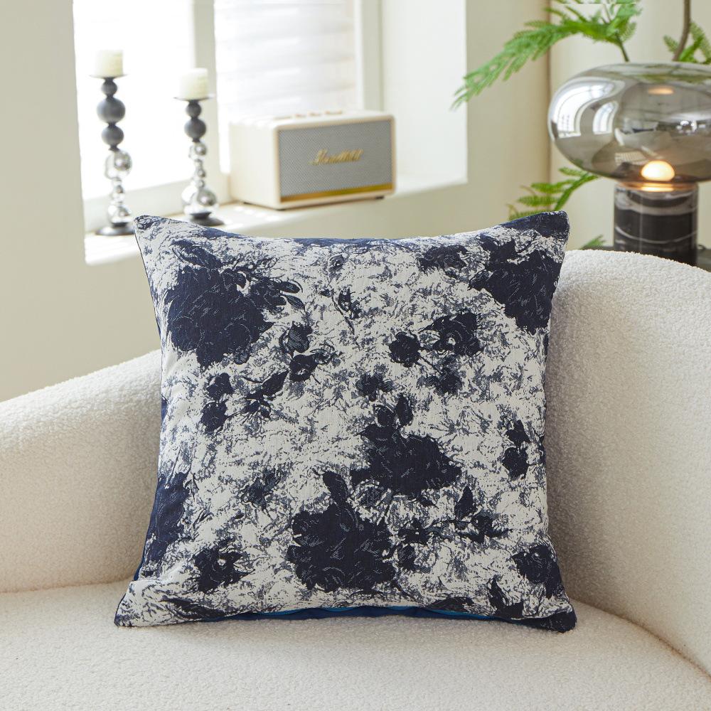 Polyester-cotton Yarn-dyed Jacquard Cushion Bedside Large Backrest Floral Sofa Pillow
