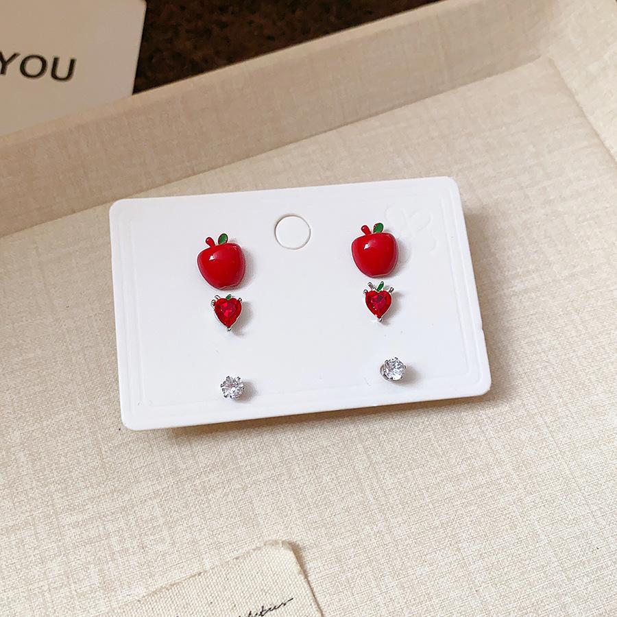 Silver Needle Ankara Red Love Stud Earrings Fashion Temperament New Earrings Light Luxury Premium Autumn and Winter