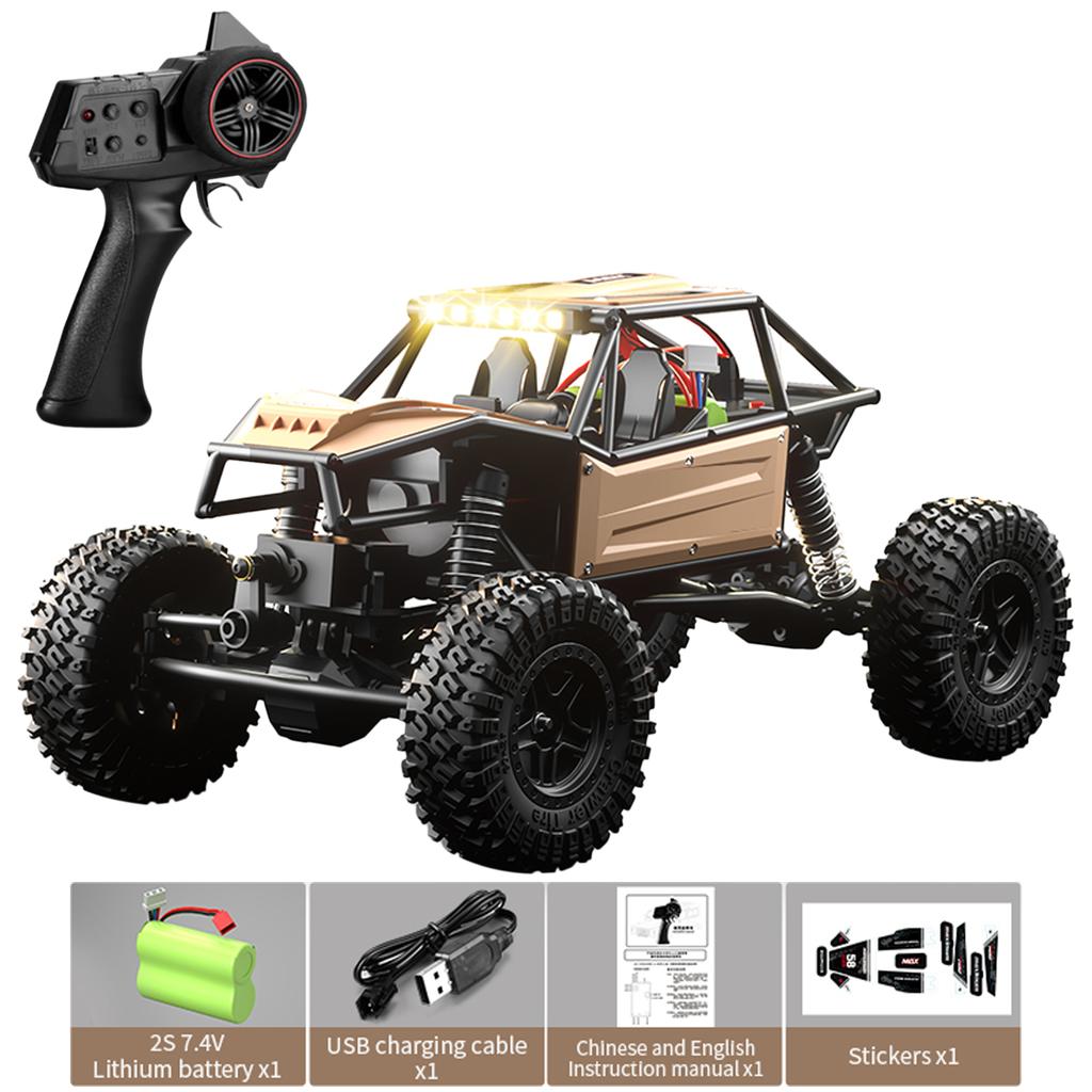 Remote Control Car, 2.4GHz 1:18 Scale 4WD Off Road Rock Crawler Vehicle, Rechargeable Electric Toy with LED Headlights