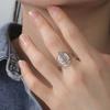 Fashion Flower Witch Knot Open Ring Stainless Steel Minimalist Charm Ring Retro Adjustable Irish Jewelry Gift