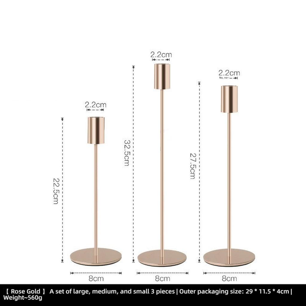Gold Metal Pillar Candle Holder for Candles for Candles, Table Design Candlesticks Tabletop Decorative Home Dining Centerpiece