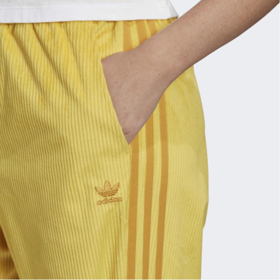 adidas Originals Trefoil Logo Embroidered Striped Cuff Sports Pants Women Bottoms Yellow GU0805