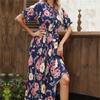Vestidos Vintage Vintage Print Puff Sleeve Sommer Strand Süße Kleider Casual Quadrat Kragen Floral Maxi Lange Kleid 2022