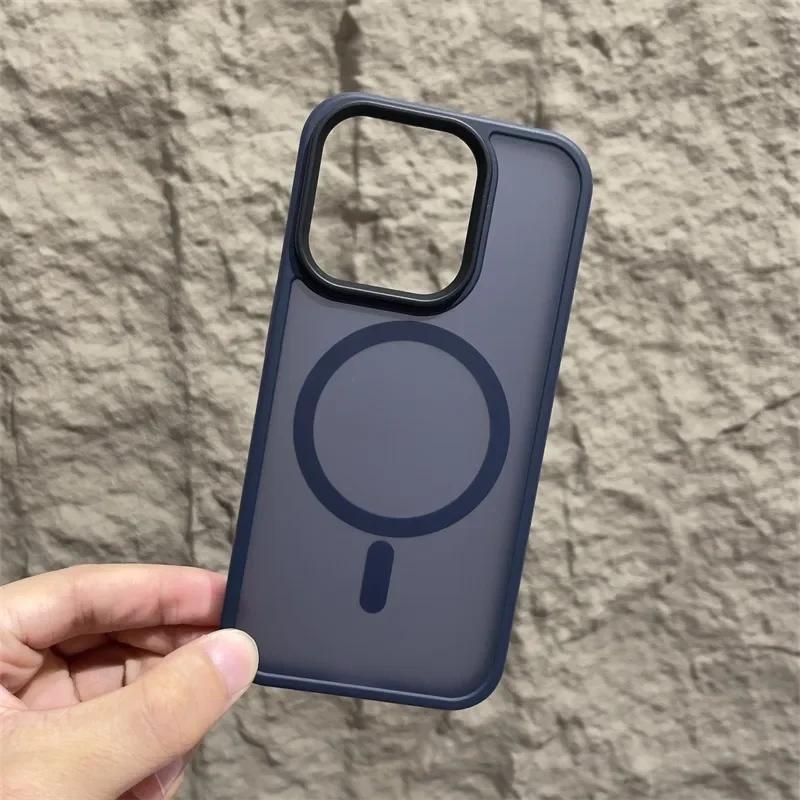 Original Matte Magnetic Phone Case For iPhone 17 Air 16 15 14 12 11 13 Pro Max For Magsafe Wireless Charging Translucent Cover