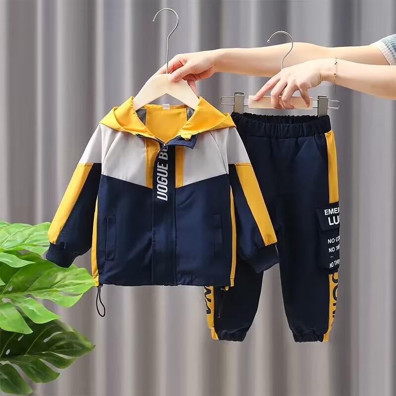 Children's Autumn Suit Boys Charge Coat Middle and Big Boys Sportswear Pants Two Piece Set