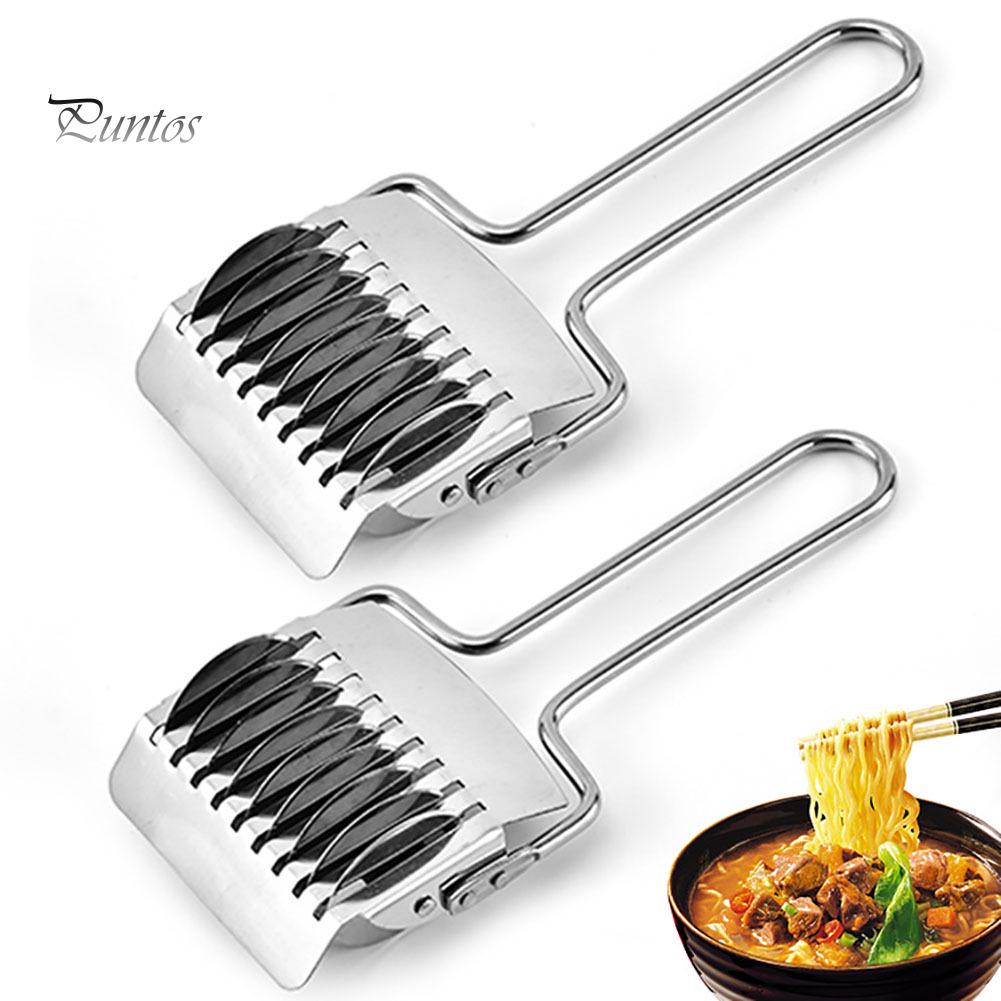 Puntos Kitchen Stainless Steel Noodle Lattice Roller Dough Cutter Pasta Marker Gadget