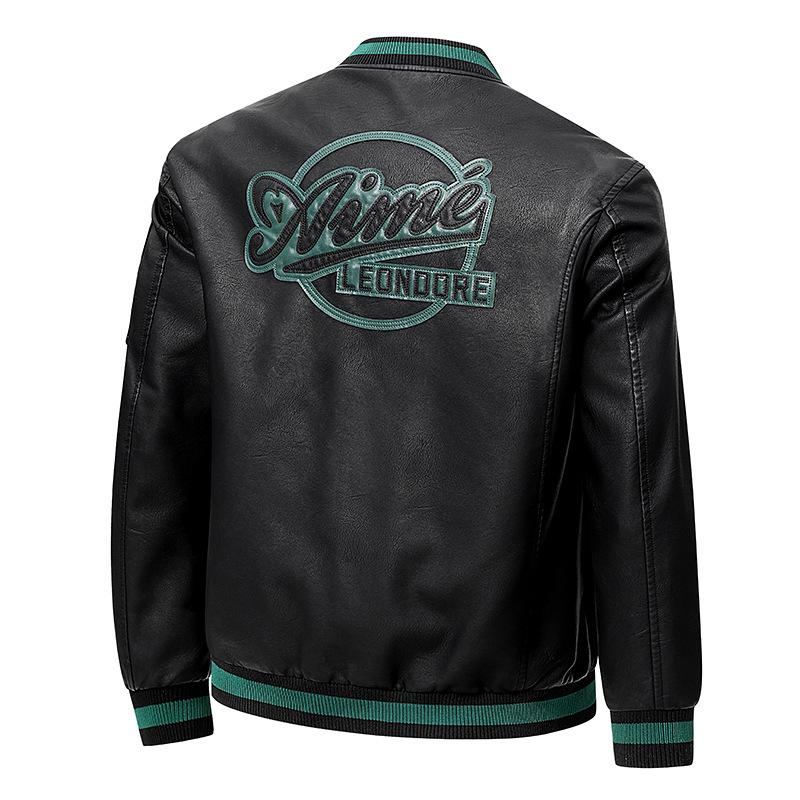 New autumn men's leather jacket large size leather jacket high sense American high street leather jacket men's jacket