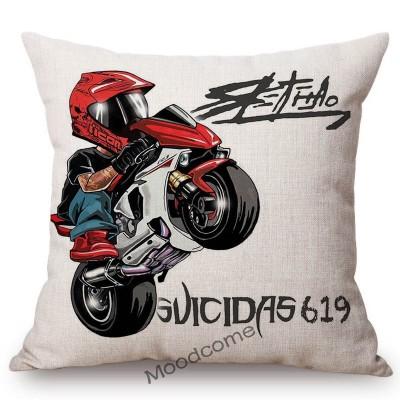 Xtreme Sport Motorcycle Stunting Riding Mtx Cute Cartoon Stunters Decorative Sofa Throw Pillow Case Cotton Linen Cushion Cover