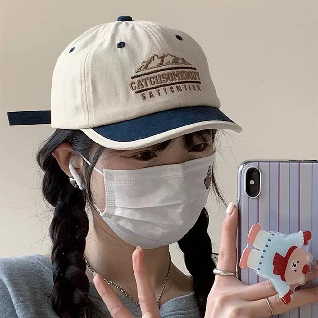 Short Brim Embroidery Letter Color Matching Baseball Cap Men'S And Women'S Sunshade Personality Casual Versatile Cap