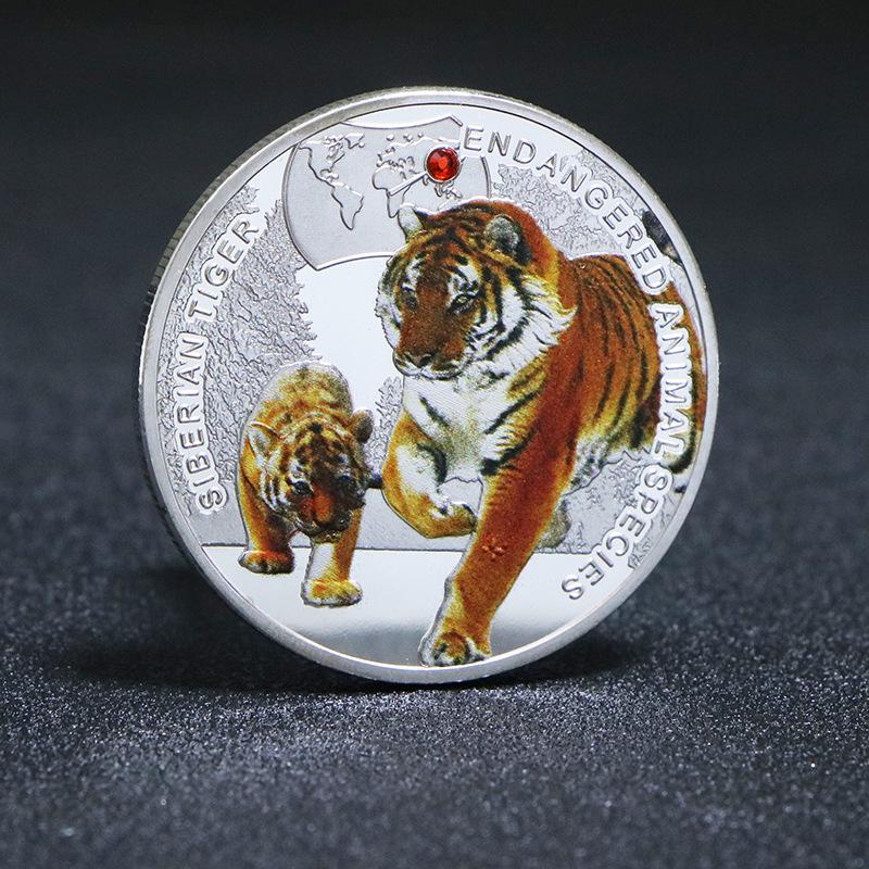 Zambia Wildlife Diamond-Studded Medal: Gorilla, Tiger, Blue Whale, Panda Souvenir Collection