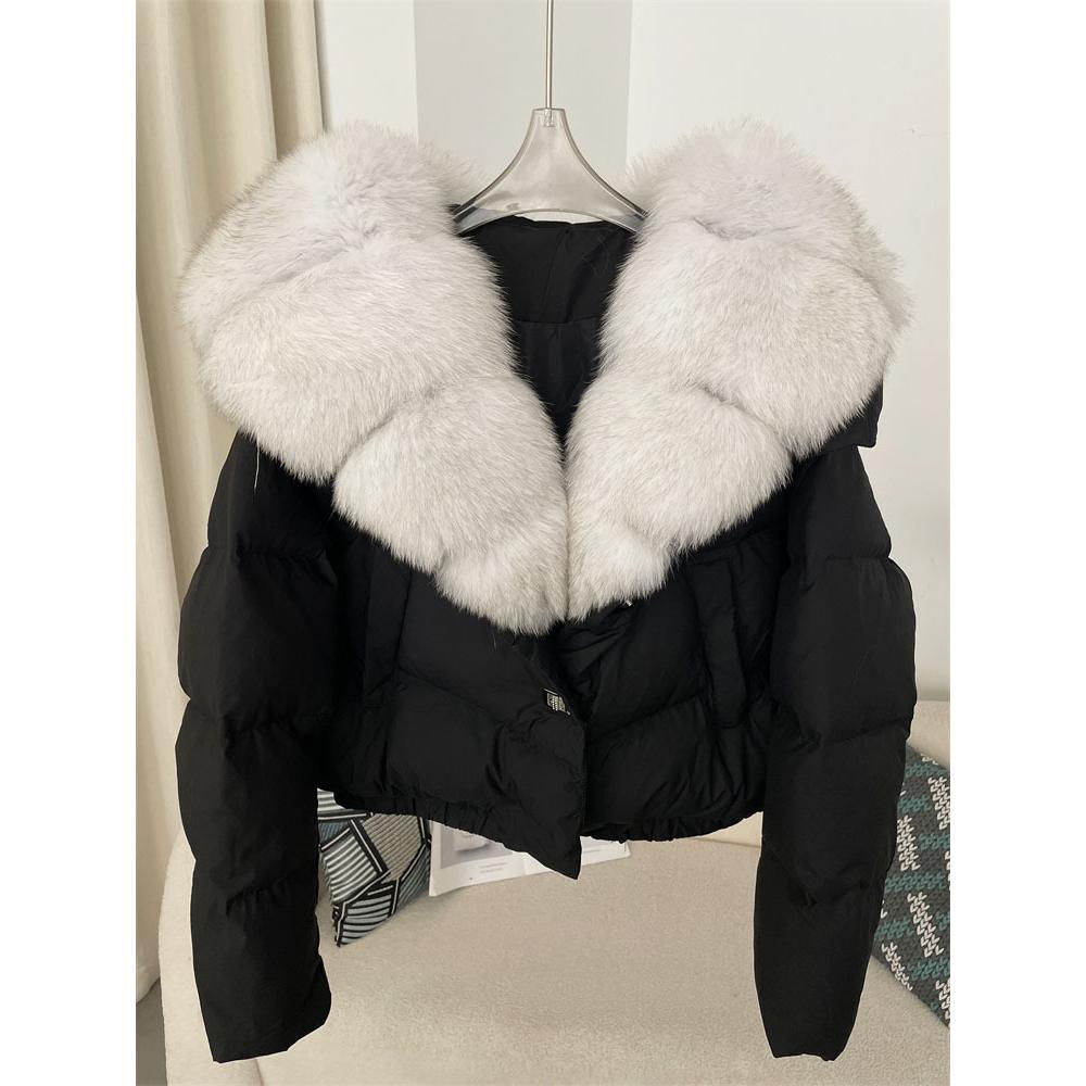 Cappotto di pelliccia da donna autunno inverno bianco piumino d'anatra giacca corta cappotto caldo