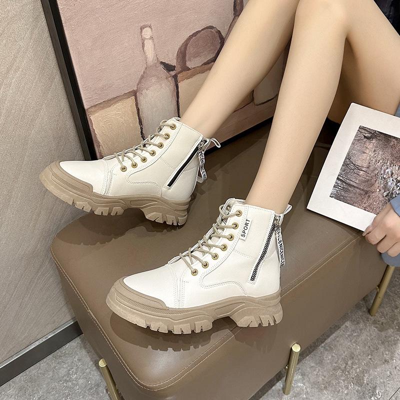 Leather Shoes Women High Top Sneakers Fashion Women Shoes Cool Street Young Ladies Footwear