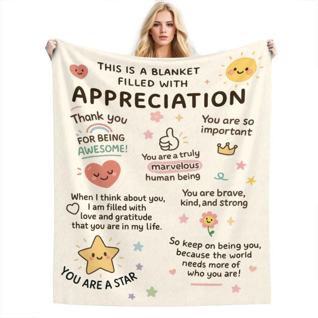 Appreciation Throw Blanket Gratitude Gift for Teachers Coworkers Friends Nurses Staff Inspirational Home Textile x