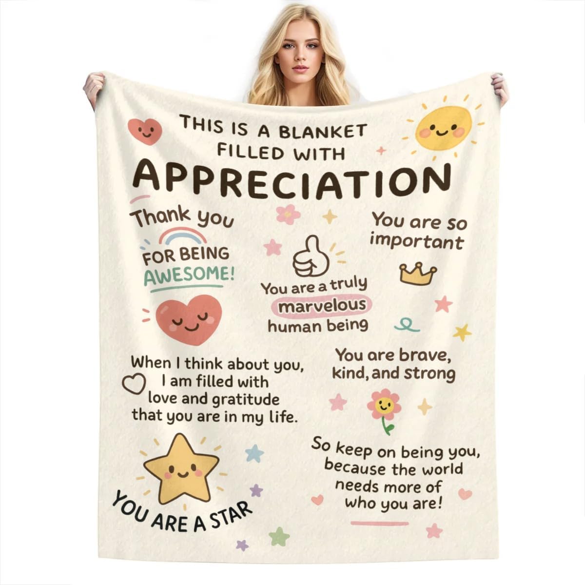 

Appreciation Throw Blanket Gratitude Gift for Teachers Coworkers Friends Nurses Staff Inspirational Home Textile x 40x50in