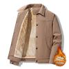 Men's Winter Warm Jackets With Fleece Lined Casual Lightweight Windproof Coat With Pockets Lapel Collar Work Jacket for Men Thick Thermal Cargo Jacket