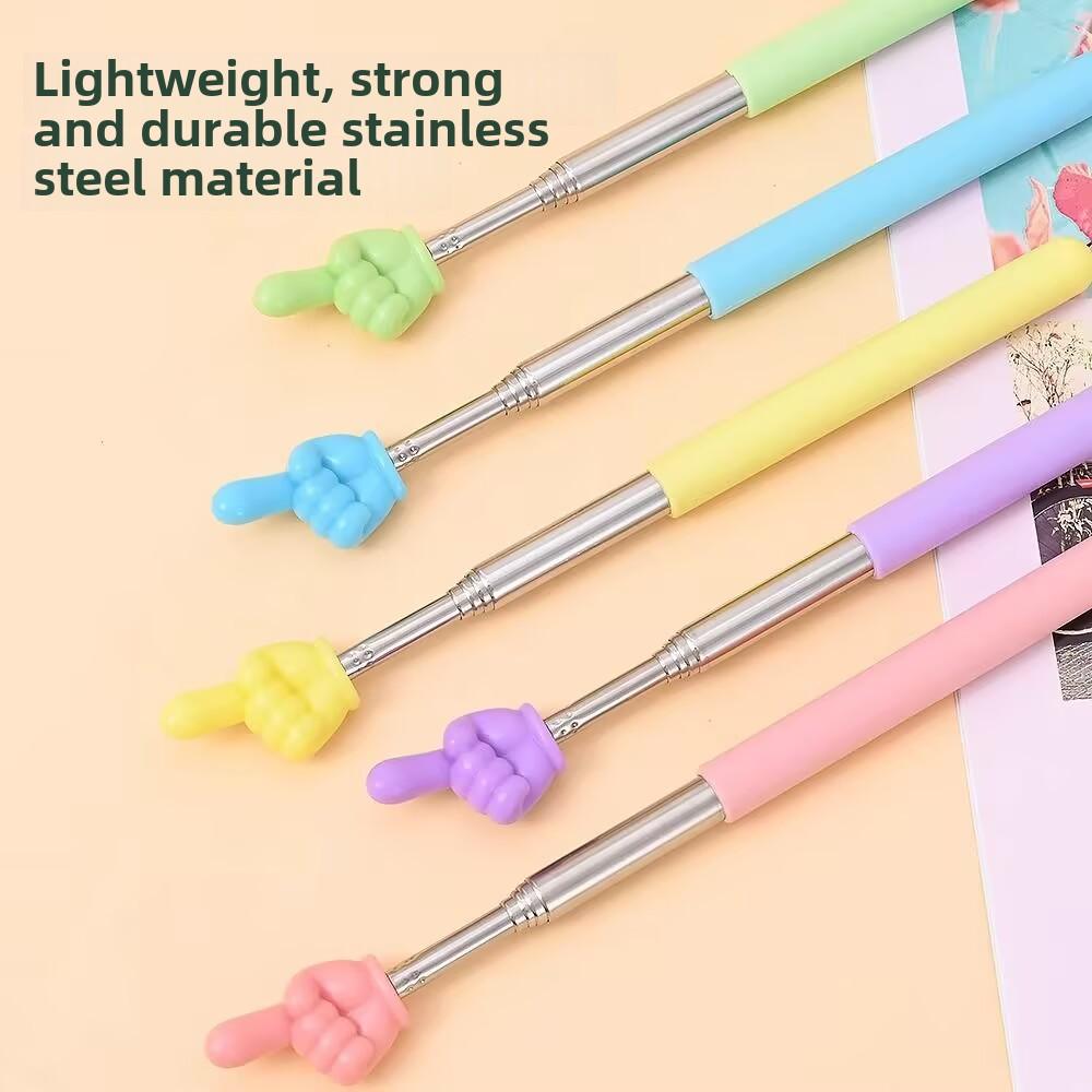 Unisex Retractable Finger Reading Stick Cute Teacher Design Baton for Early Childhood Whip Reading Tool
