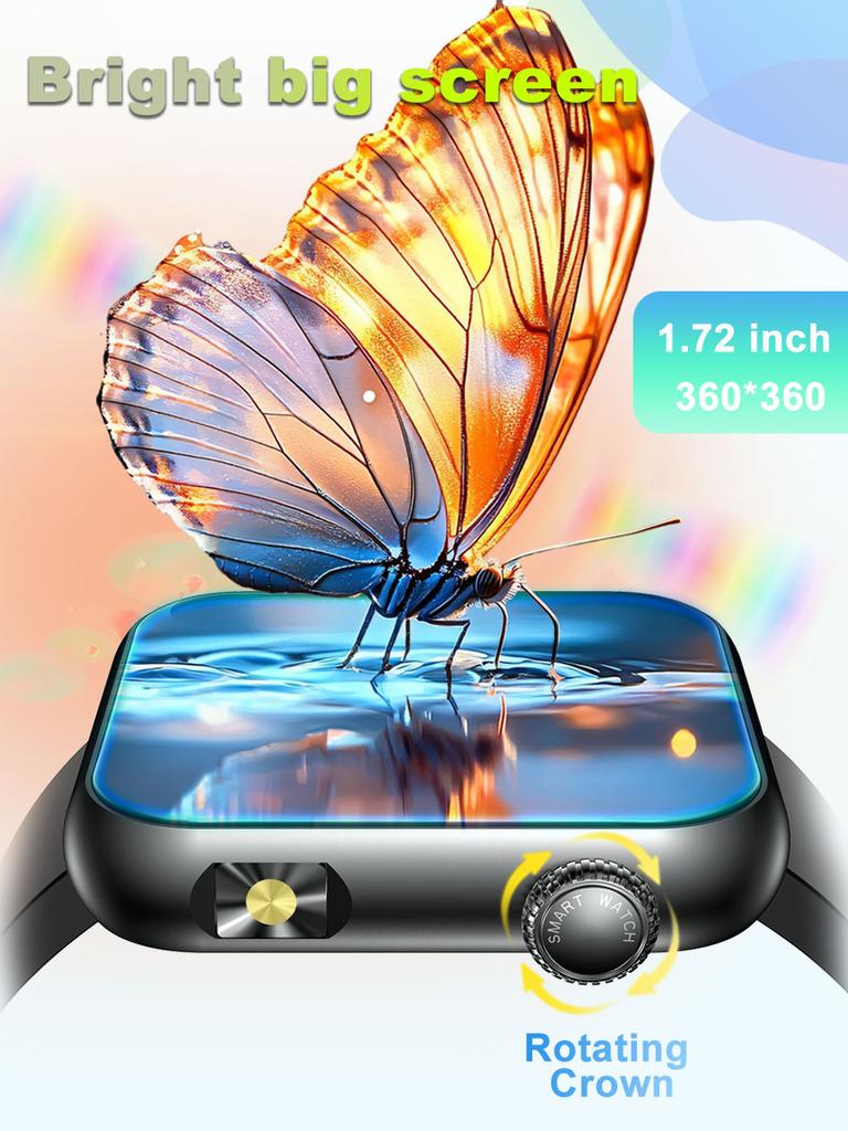 SACOSDING Bluetooth Call Smart Watch 1.72" HD Screen AI Voice Micro Gheck IP68 Waterproof BP Oxygen Heart Rate Smartwatch