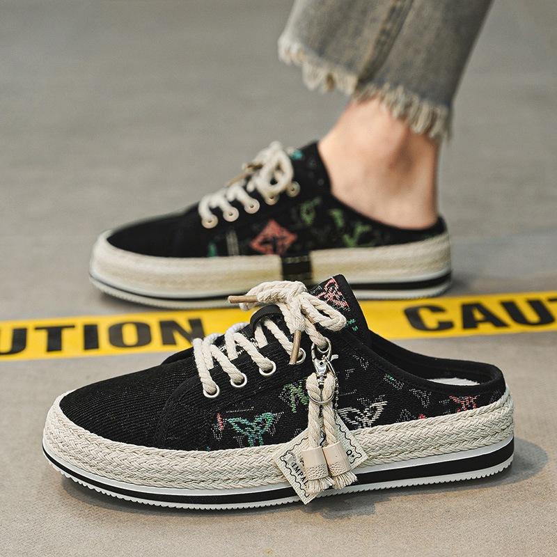 

Half straw men s shoes summer 2025 one-pedal lazy shoes men s casual fisherman shoes men s trendy shoes 39