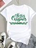 (Asian Size) Style Cute Tee Top Print Christmas New Year Clothing T Shirt Women Fashion Festival Female Woman Short Sleeve Graphic T-shirts