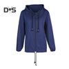 Utendørs regnjakke for kvinner Lett, løs passform fritidsfrakk for campingvandring. Hette med fôret vanntett vindjakke med lommer