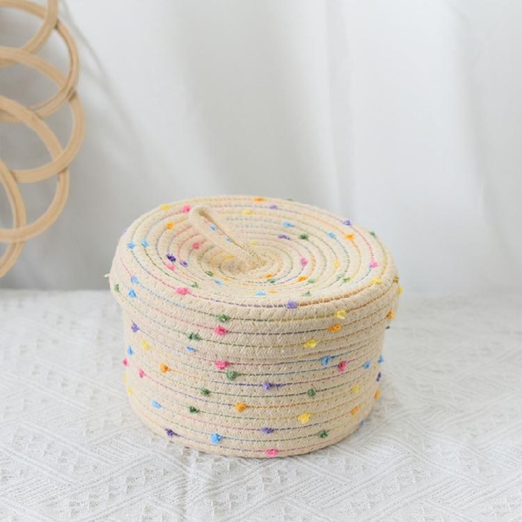 2pcs Sturdy Cotton Rope Storage Baskets With Lid Designs for Keeping Living Space Neat and Tidying Household Use