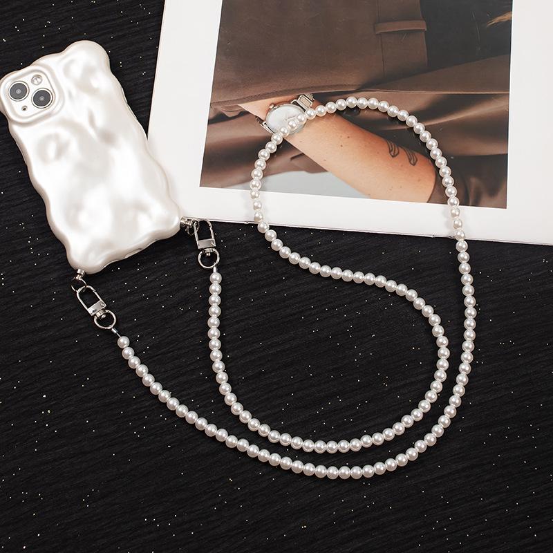 Handmade Beaded Phone Case with Pearl Necklace Lanyard & Crossbody Chain