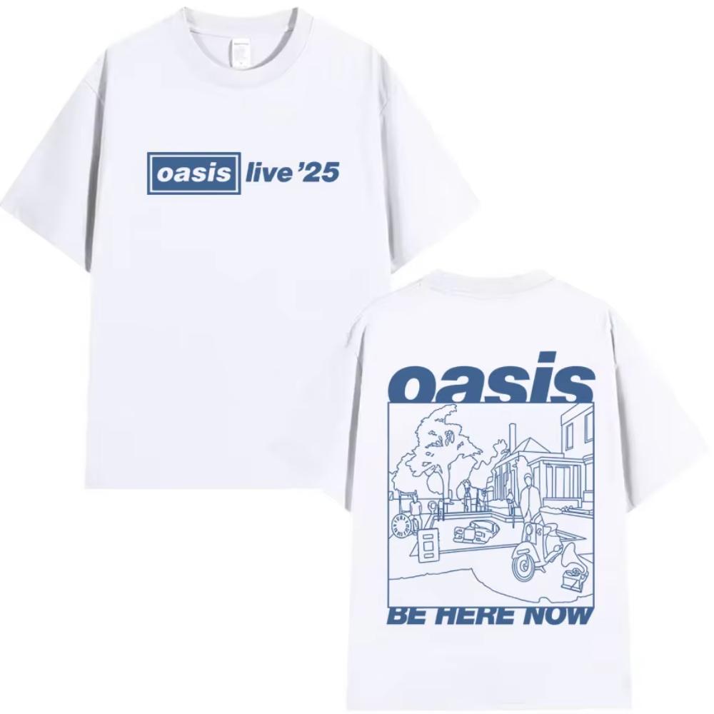 Gothic Graphic European and American 2025 Trendy Oasis Rock Music Casual Men Women Tee Cotton Loose Hip Hop Short-sleeved Tshirt