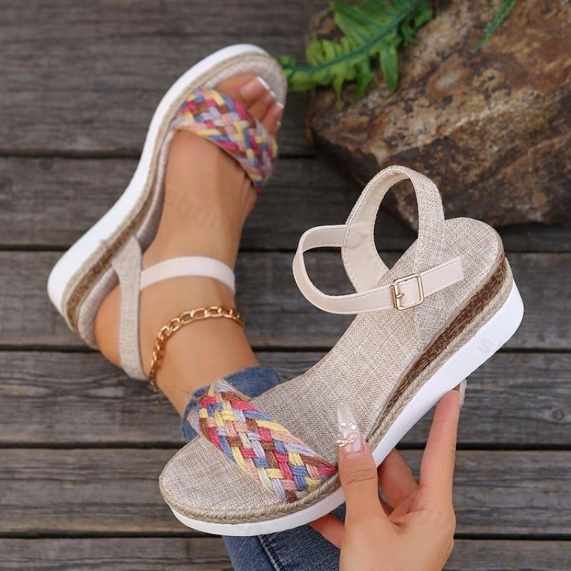 Fashion Women Sandals Peep Toe 2025 Summer Fashion Outdoor Sandal Women Buckle Strap Platform New Wedges High Heels Sandalias De Mujer