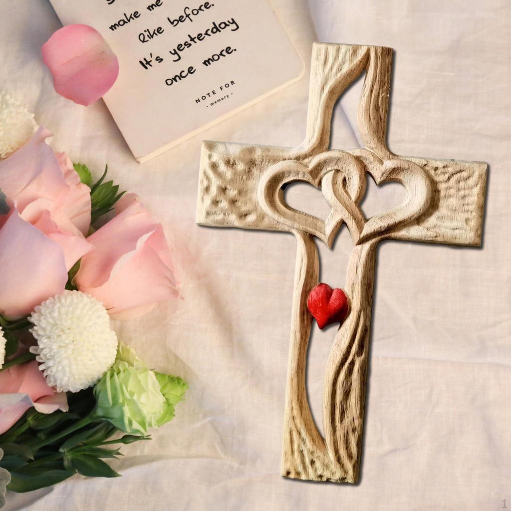 Carved Sculpture Intertwined Heart Ornaments Holy for Wall Decor Thanksgiving Valentines Day