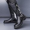 Classic Black Men Side Zipper Comfortable High Top Motorcycle Boot Winter  Brand Thick Soled Anti Slip Midsole Snow Boot
